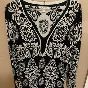 JM Collection Monochrome Patterned Top